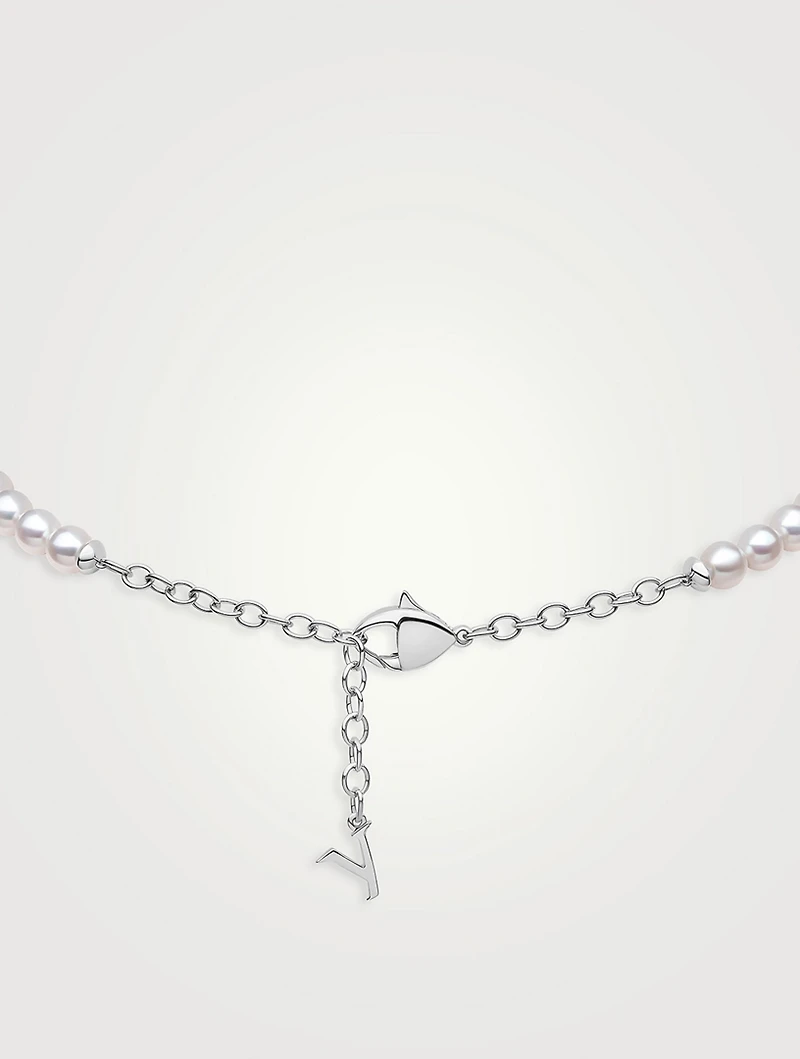 O By Yoko 18K White Gold Pearl Necklace With Diamonds