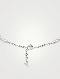 O By Yoko 18K White Gold Pearl Necklace With Diamonds