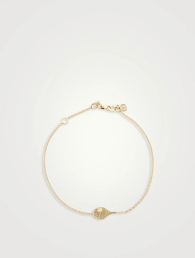14K Gold Tennis Racquet Bracelet With Diamonds