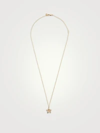 14K Gold Plumeria Charm Necklace With Diamonds
