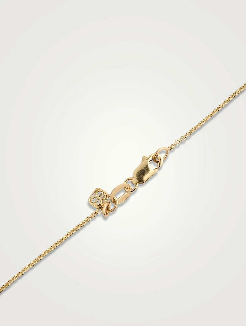 14K Gold Plumeria Charm Necklace With Diamonds
