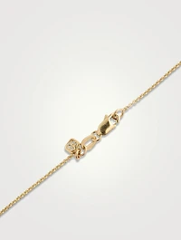 14K Gold Plumeria Charm Necklace With Diamonds