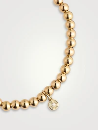 Gold Beaded Bracelet With 14K Gold Small Fluted Diamond Charm