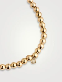 Gold Beaded Bracelet With 14K Gold Small Fluted Diamond Charm