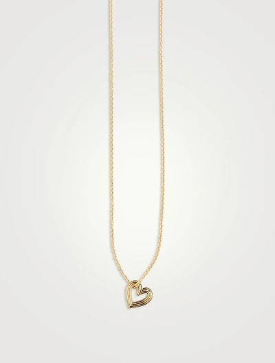 14K Gold Fluted Heart Mini Charm Necklace