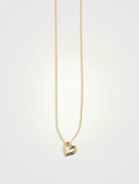 14K Gold Fluted Heart Mini Charm Necklace