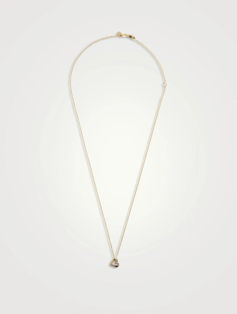 14K Gold Fluted Heart Mini Charm Necklace