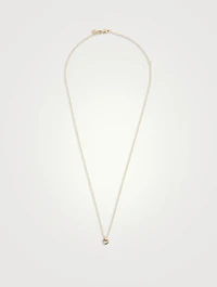 14K Gold Fluted Linked O-Ring Charm Necklace With Diamonds