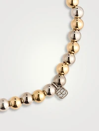 Two-Tone Gold Beaded Bracelet With 14K Gold Diamond Rondelle