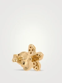 14K Gold Plumeria Stud Earrings With Diamonds