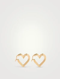 14K Gold Fluted Heart Huggie Hoop Earrings