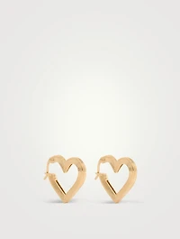 14K Gold Fluted Heart Huggie Hoop Earrings