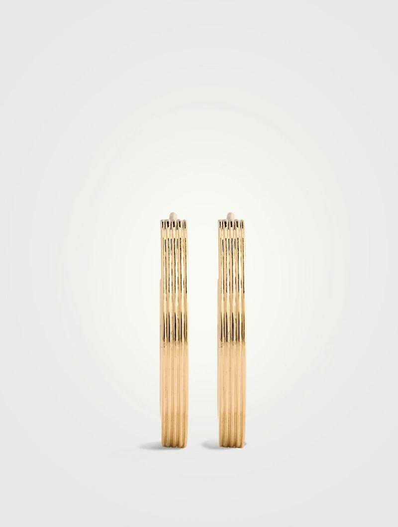 14K Gold Medium Fluted Hoops Earrings