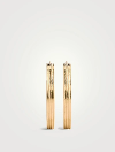 14K Gold Medium Fluted Hoops Earrings
