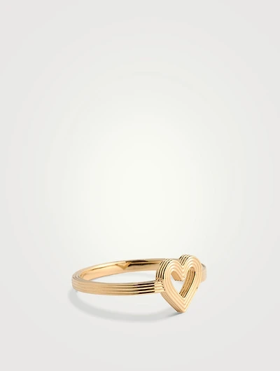 14K Gold Mini Fluted Heart Ring