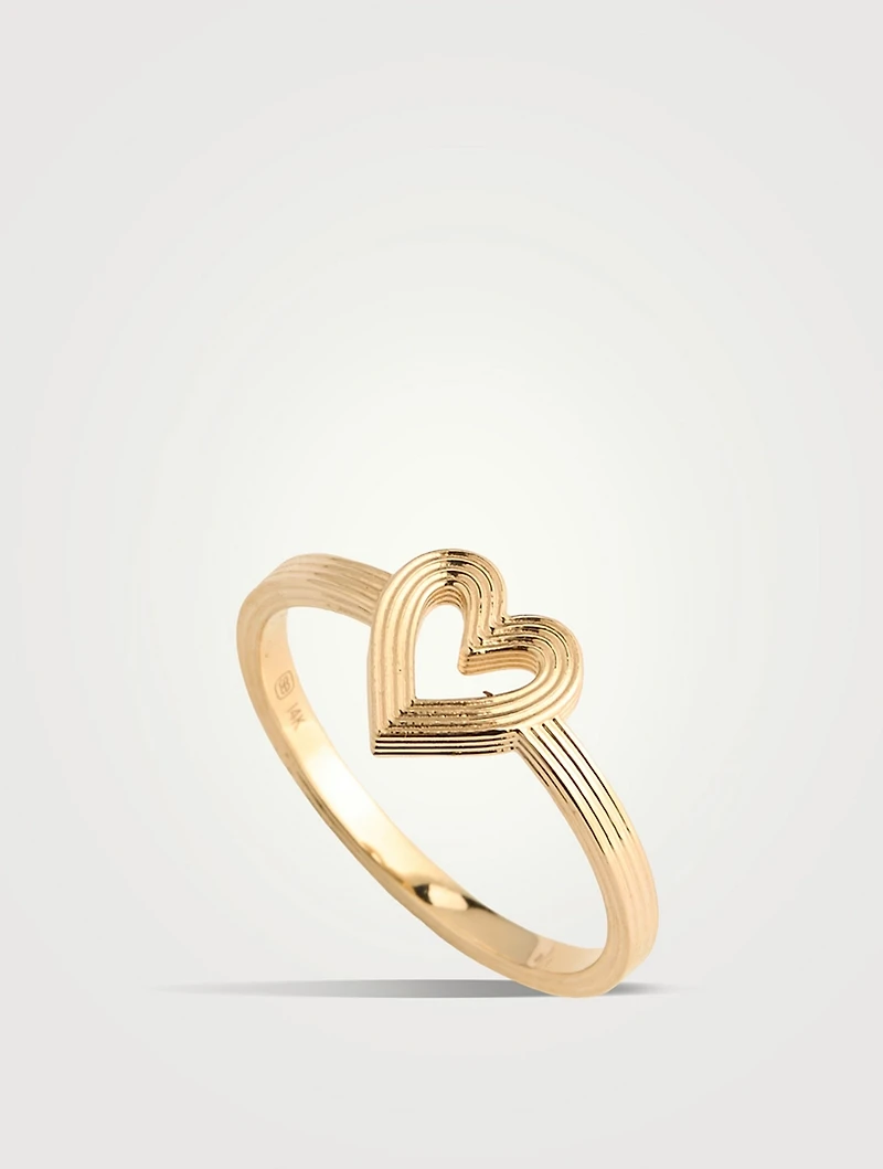 14K Gold Mini Fluted Heart Ring