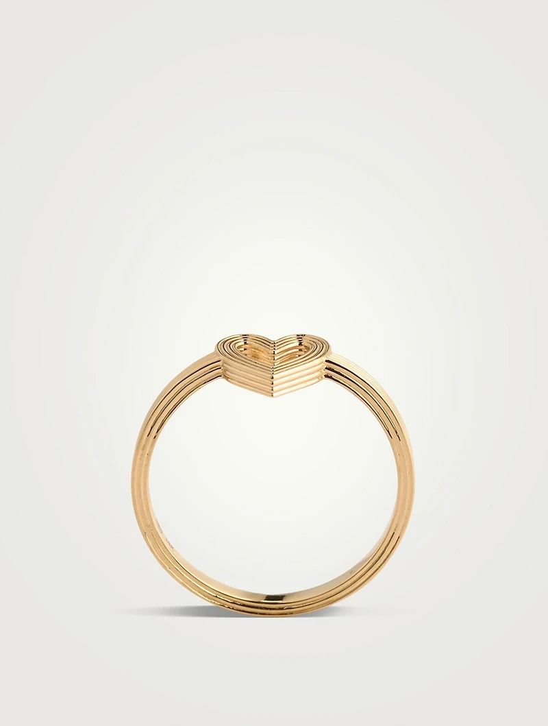 14K Gold Mini Fluted Heart Ring