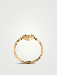 14K Gold Mini Fluted Heart Ring