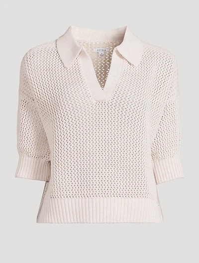 Emma Open-Weave Polo Sweater