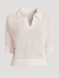Emma Open-Weave Polo Sweater