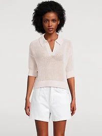 Emma Open-Weave Polo Sweater