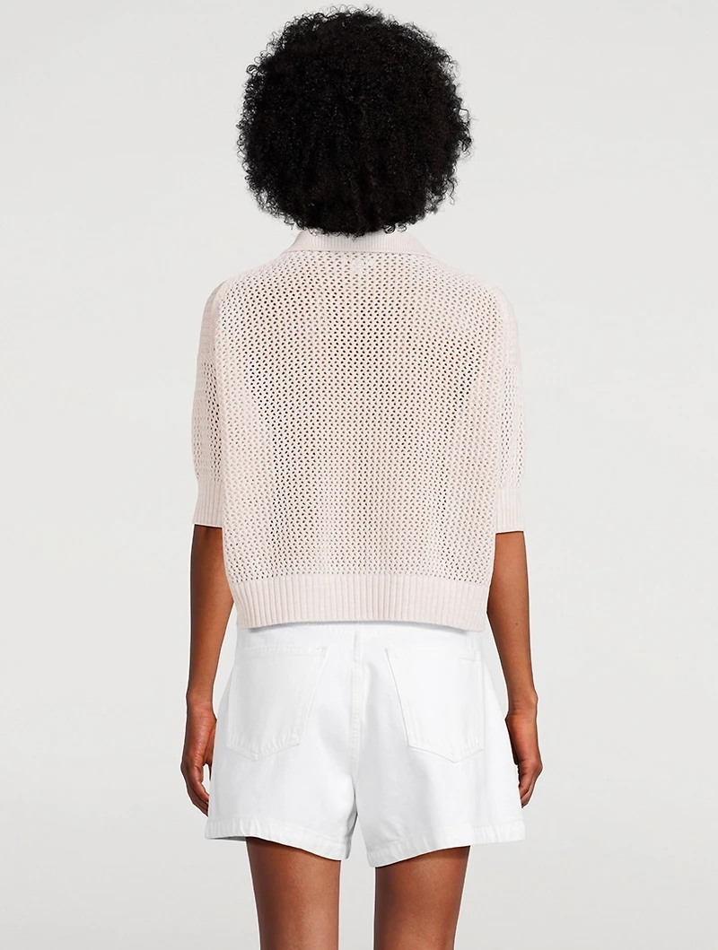 Emma Open-Weave Polo Sweater