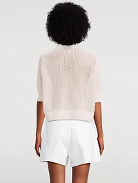 Emma Open-Weave Polo Sweater