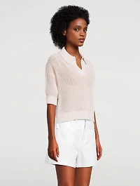 Emma Open-Weave Polo Sweater