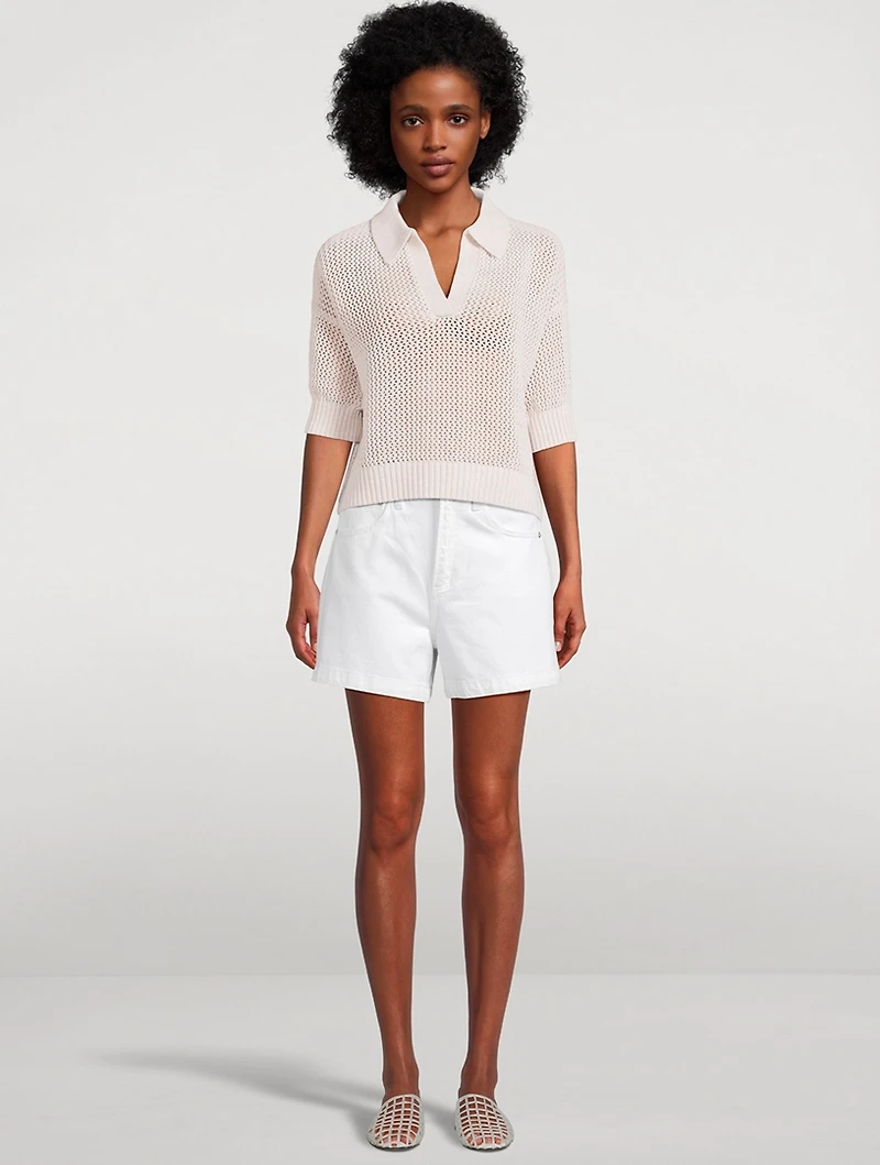 Emma Open-Weave Polo Sweater
