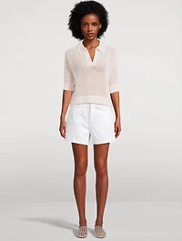 Emma Open-Weave Polo Sweater