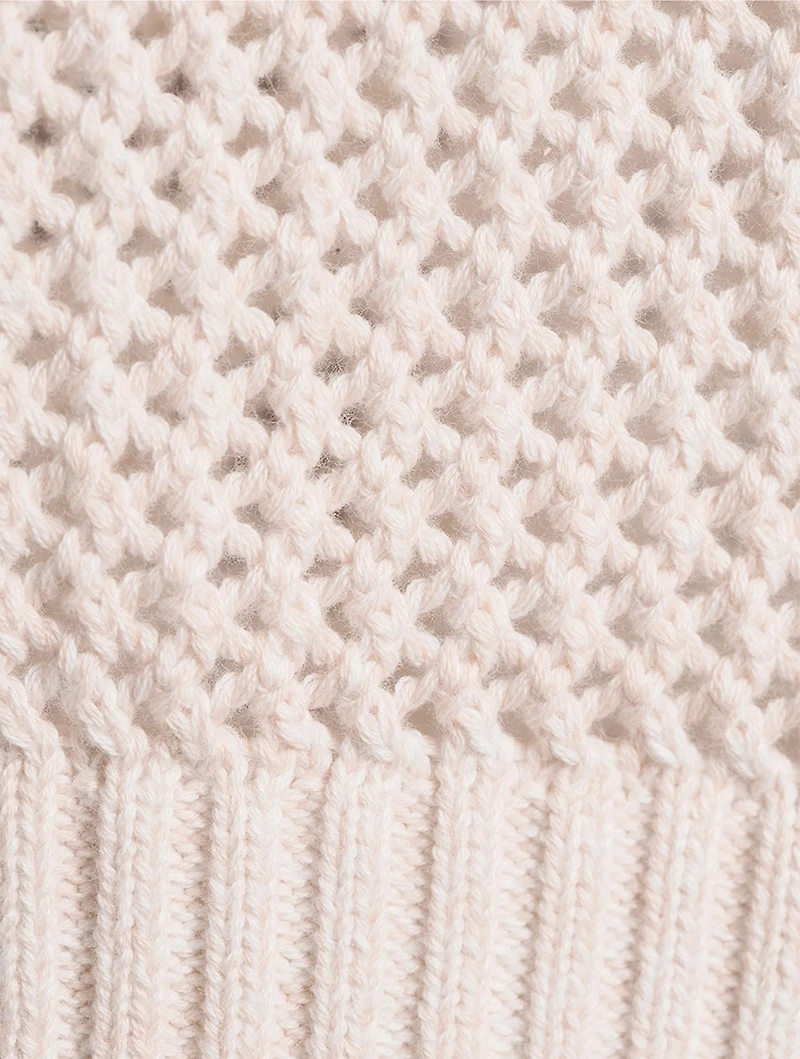 Emma Open-Weave Polo Sweater