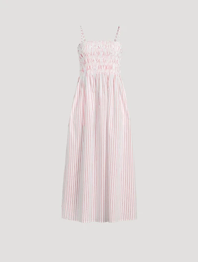 Bianca Smocked Midi Dress Stripe Print