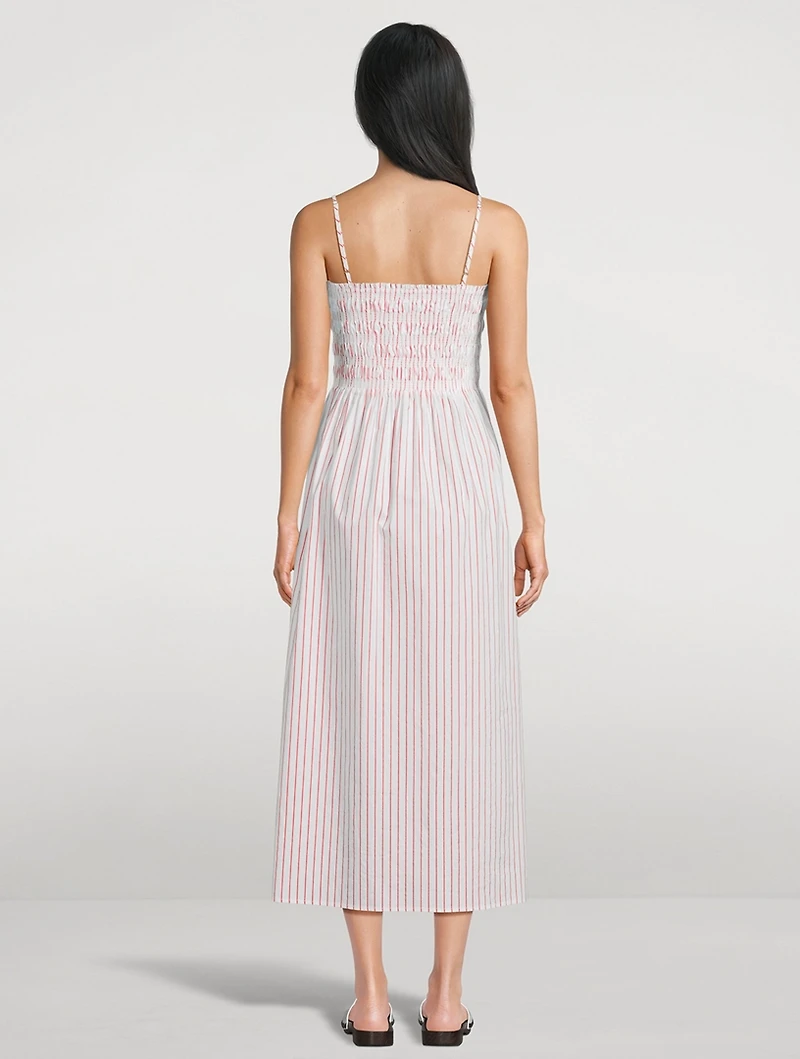 Bianca Smocked Midi Dress Stripe Print