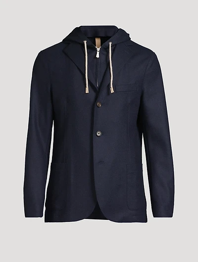 Wool Flannel Hooded Jacket