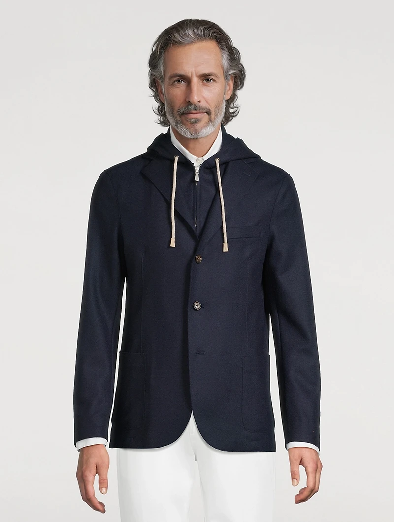 Wool Flannel Hooded Jacket