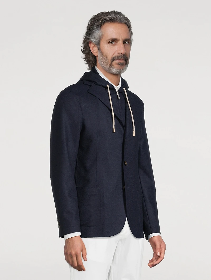 Wool Flannel Hooded Jacket