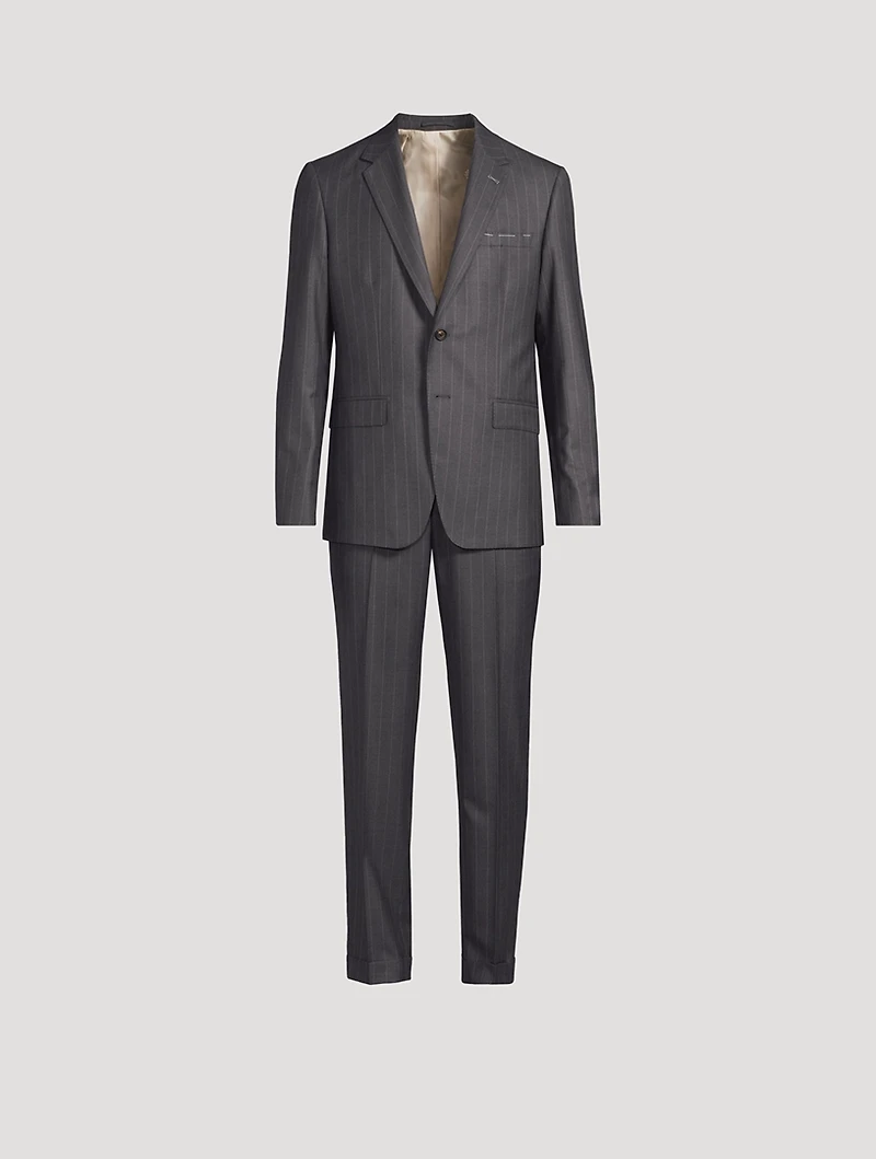 Wool Pinstripe Two-Piece Suit