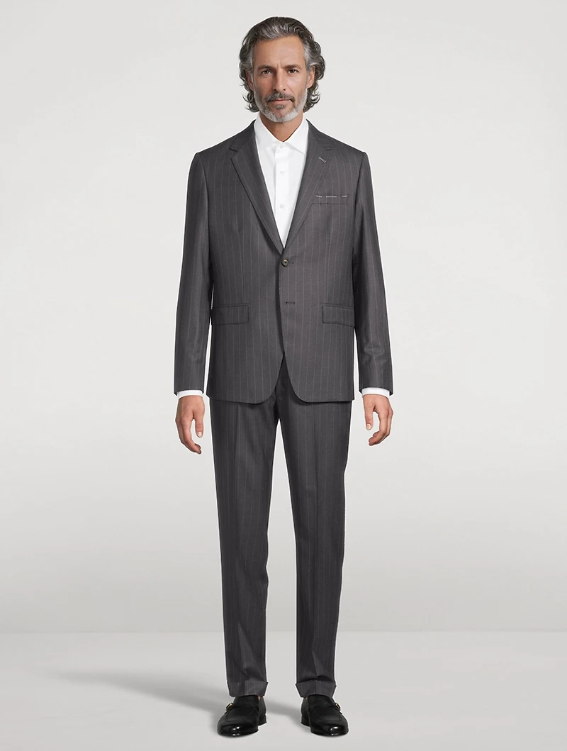 Wool Pinstripe Two-Piece Suit