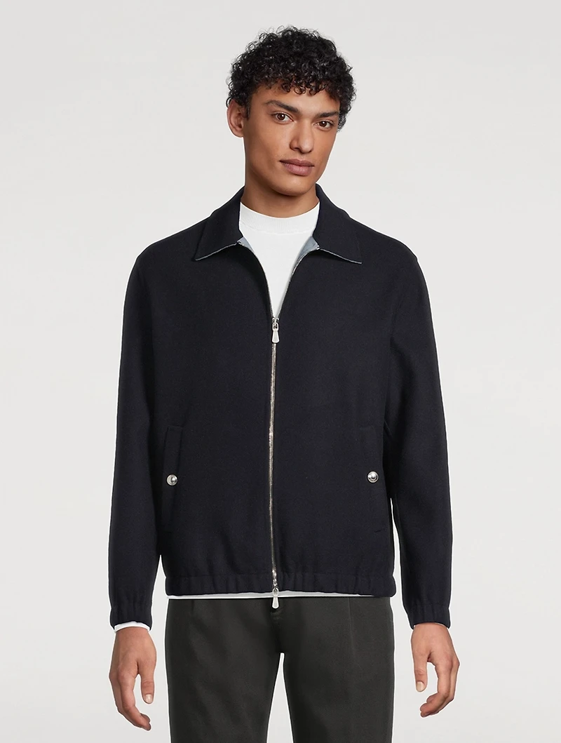 Wool Zip Bomber Jacket