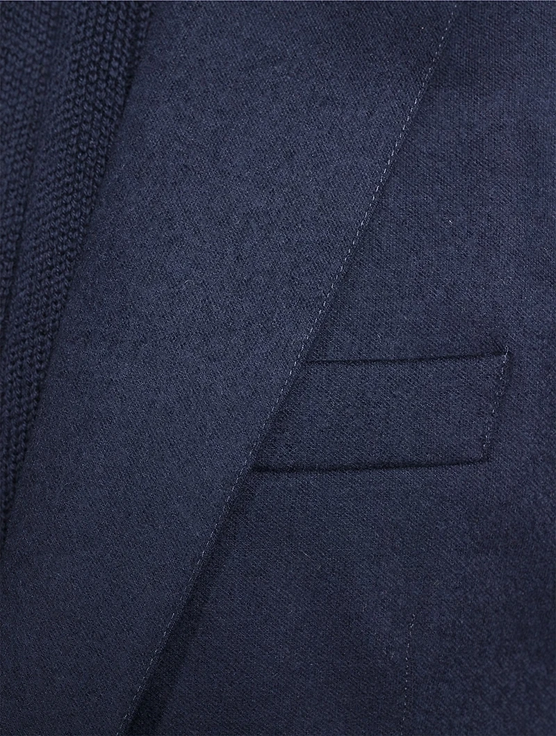 Wool Single-Breasted Knit Jacket With Bib