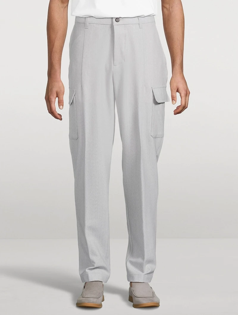 Wool-Blend Stretch Cargo Pants