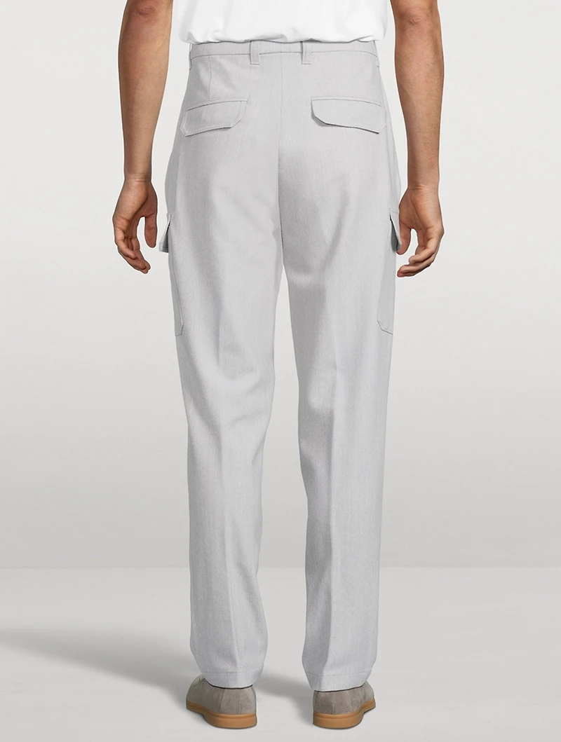 Wool-Blend Stretch Cargo Pants