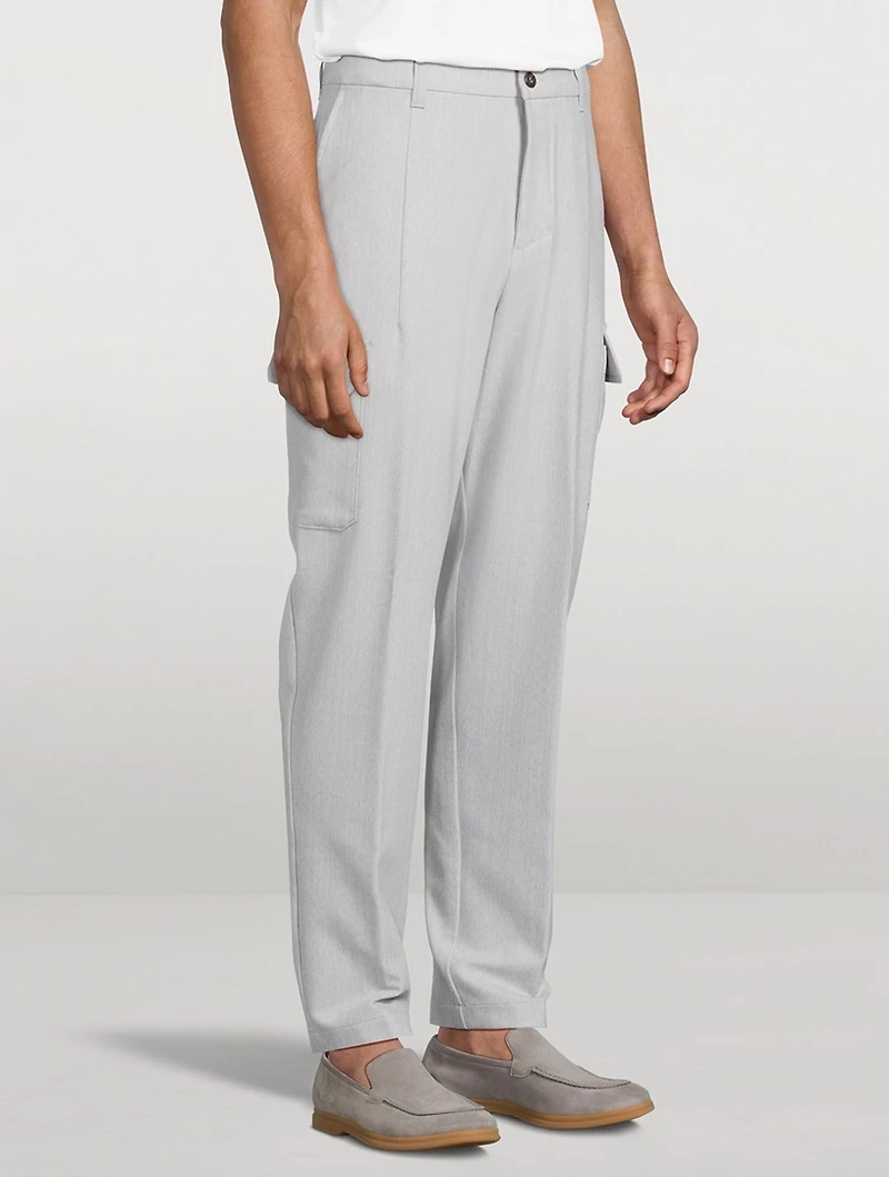 Wool-Blend Stretch Cargo Pants