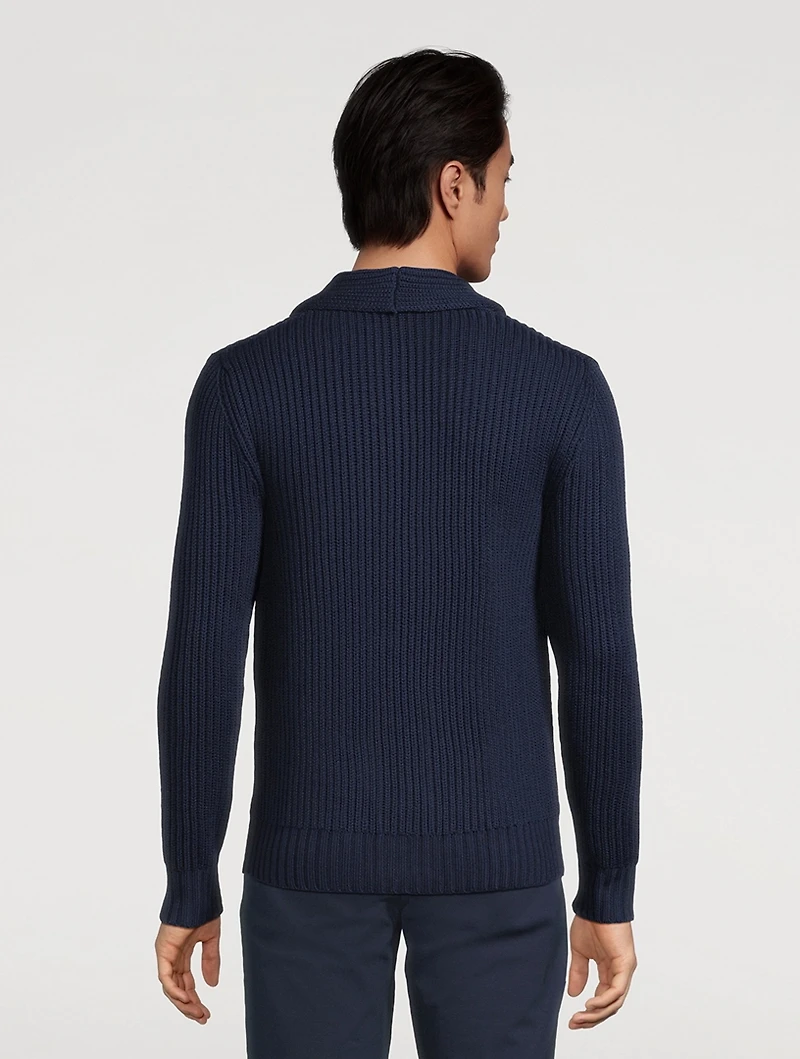 Wool Ribbed Cardigan