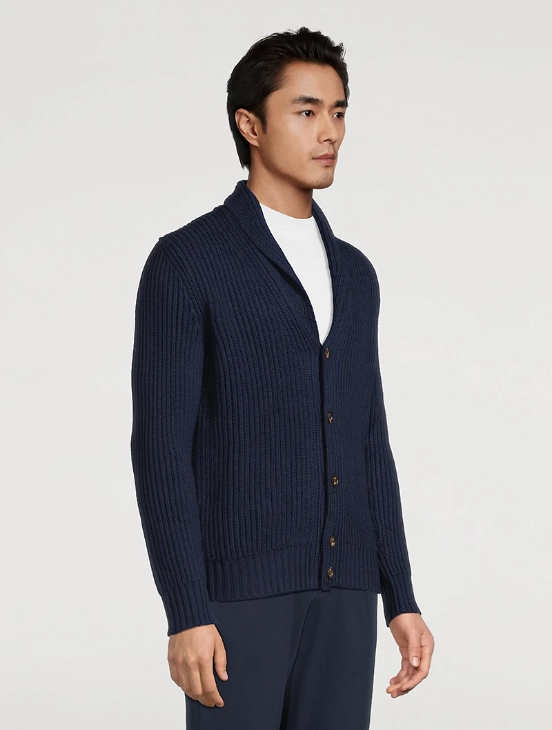 Wool Ribbed Cardigan