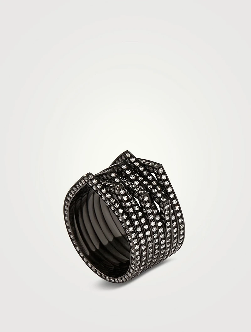 Antifer 18K Black Gold Eight-Row Ring With Diamonds