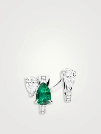 Right Serti Sur Vide White Gold Earring With Emerald And Diamonds