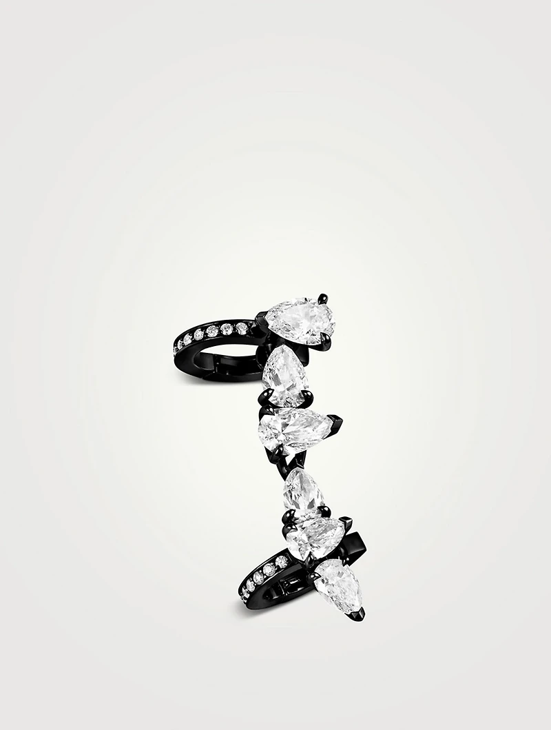 Right Serti Sur Vide Black Gold Earcuff With Diamonds
