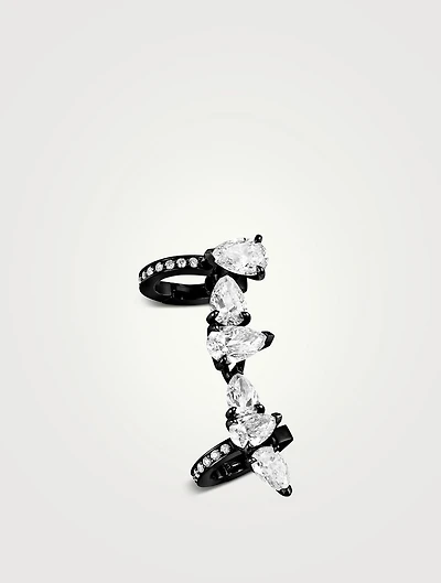 Right Serti Sur Vide Black Gold Earcuff With Diamonds