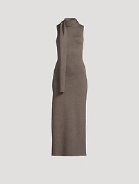 Canal Scarf-Neck Wool Midi Dress